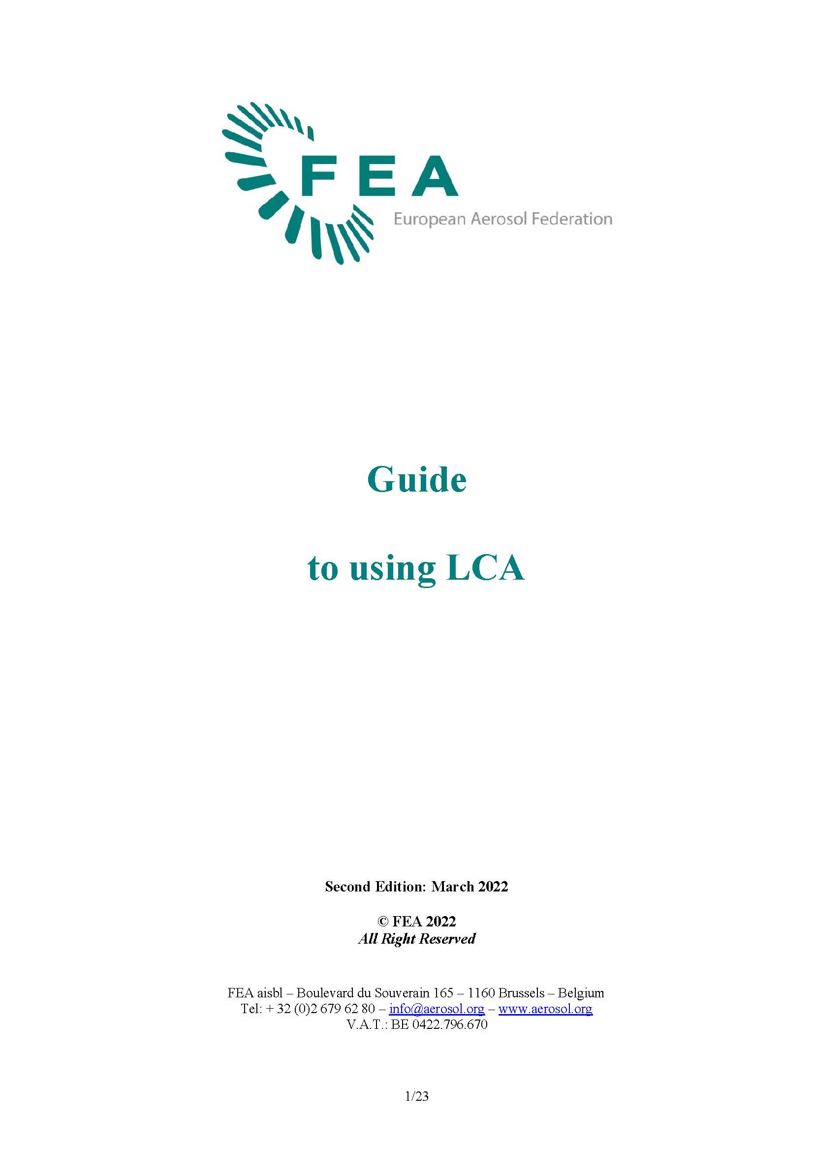 FEA Guide to using LCA